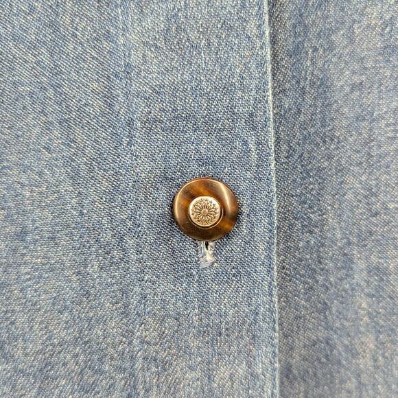 Stonebridge Denim Button Front Shirt Medium 100% Cotton Made in Korea Western - Picture 5 of 5